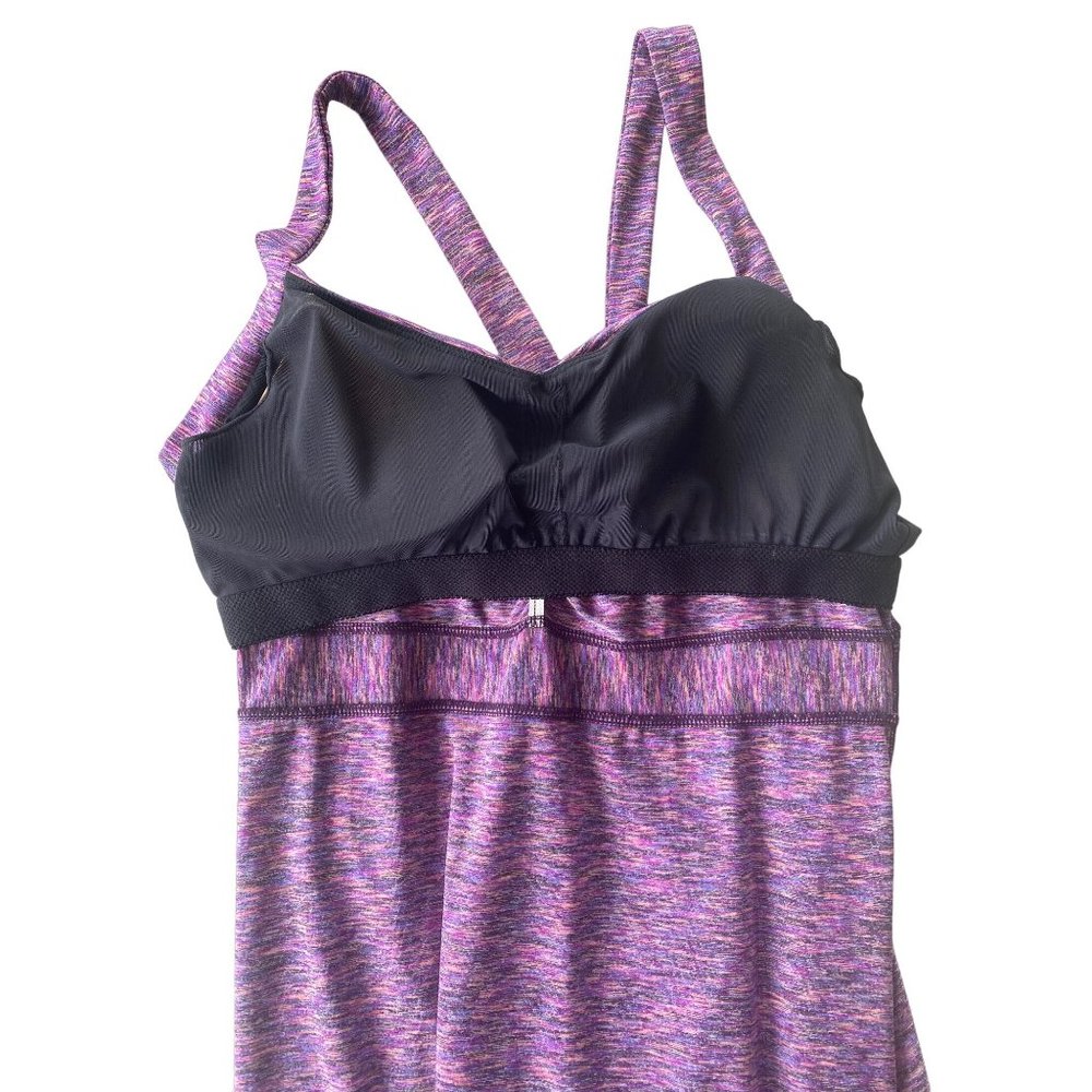 Prana Amaya Purple Space Dye Tank Dress Racerback Built In Bra Large Stretch - Picture 7 of 13